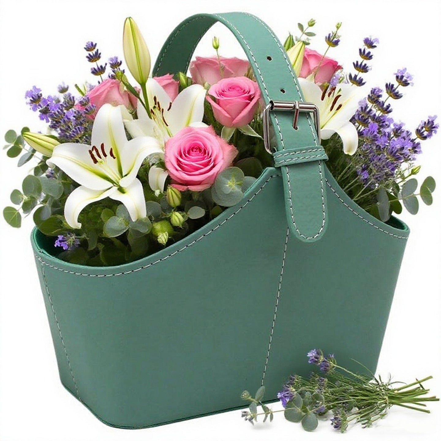 Faux Leather Gift Holder Basket Container With Carrying Handle - Delite Promotional Products