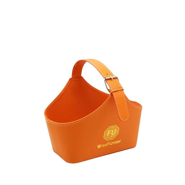 Faux Leather Gift Holder Basket Container With Carrying Handle - Delite Promotional Products