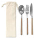 Faux Wood Grain Stainless Steel Cutlery Set In Pouch - Delite Promotional Products