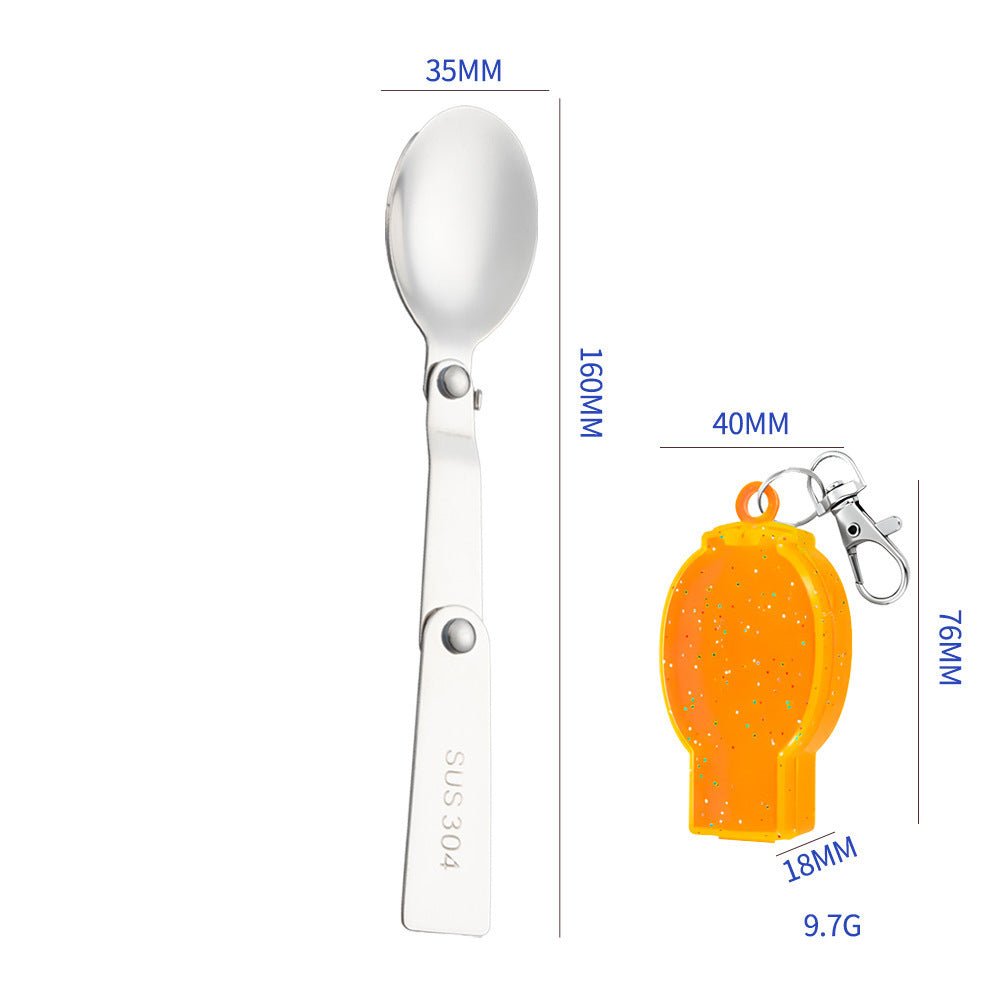 Foldable Outdoor Camping Stainless Steel Spoon With Case Keychain - Delite Promotional Products