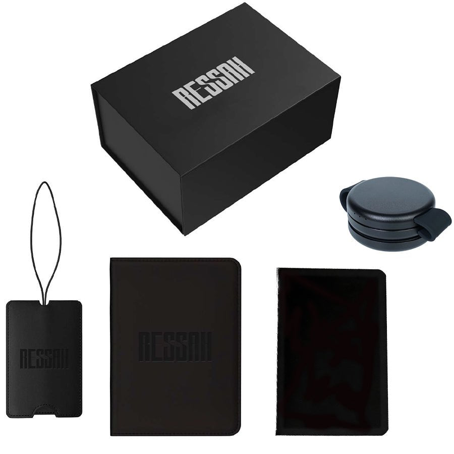 Journal Luggage Tag Passport Holder Case Wireless Charger Travel Gift Set With Magnetic Box - Delite Promotional Products