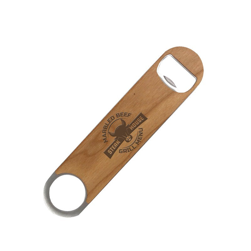 STEEL BAR BLADE BOTTLE OPENER WITH WOOD FINISH