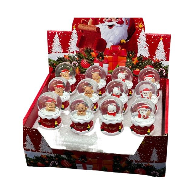 Lighting Up Christmas Snow Globes 12pcs Set Including Display Gift Box - Delite Promotional Products