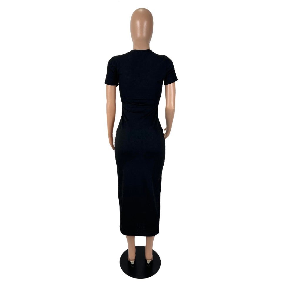 Long T Shirt Dress O Neck Short Sleeves Summer Slim Fit Women Dress - Delite Promotional Products