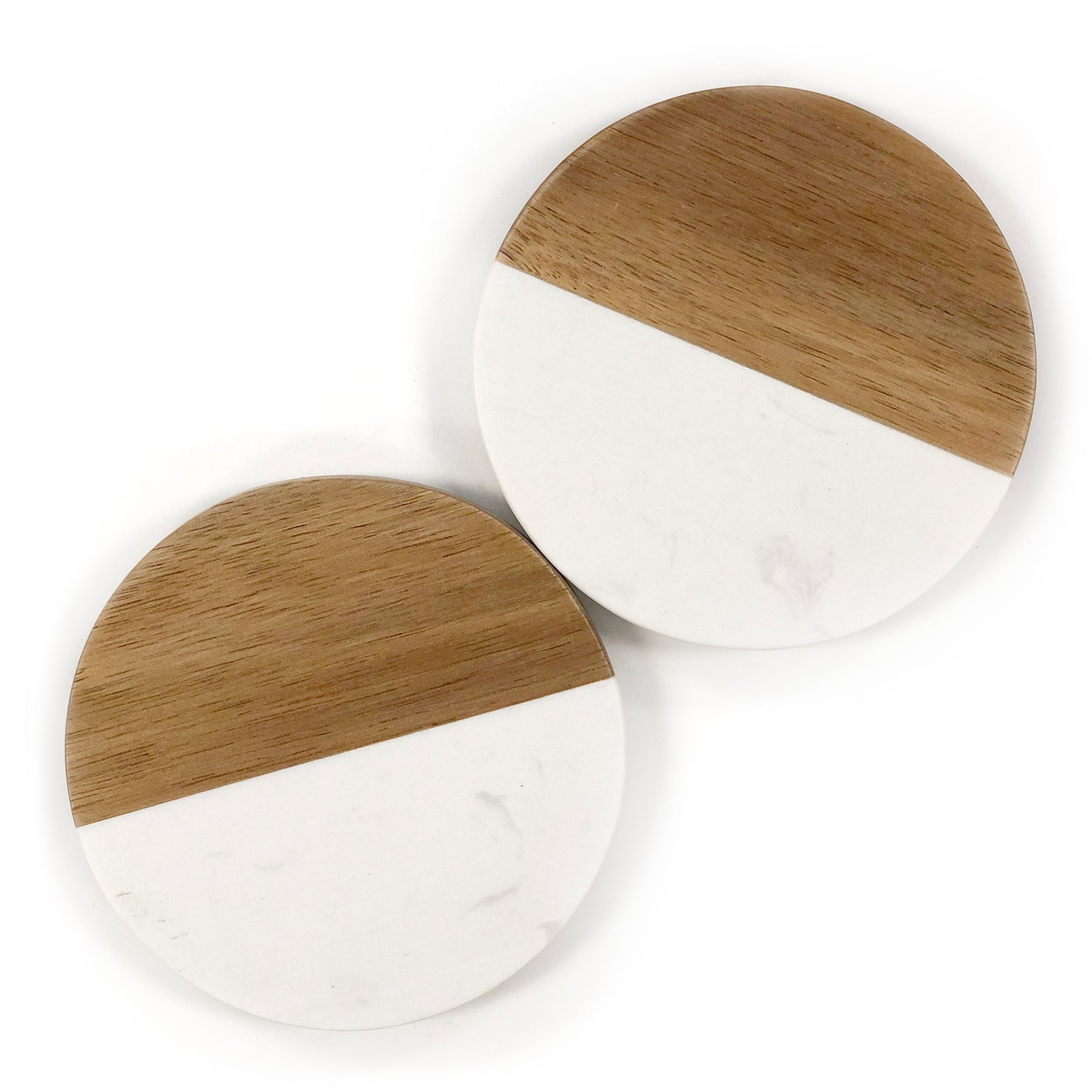 Marble And Wood Coaster Set ( Set Of 2) - Round - Delite Promotional Products
