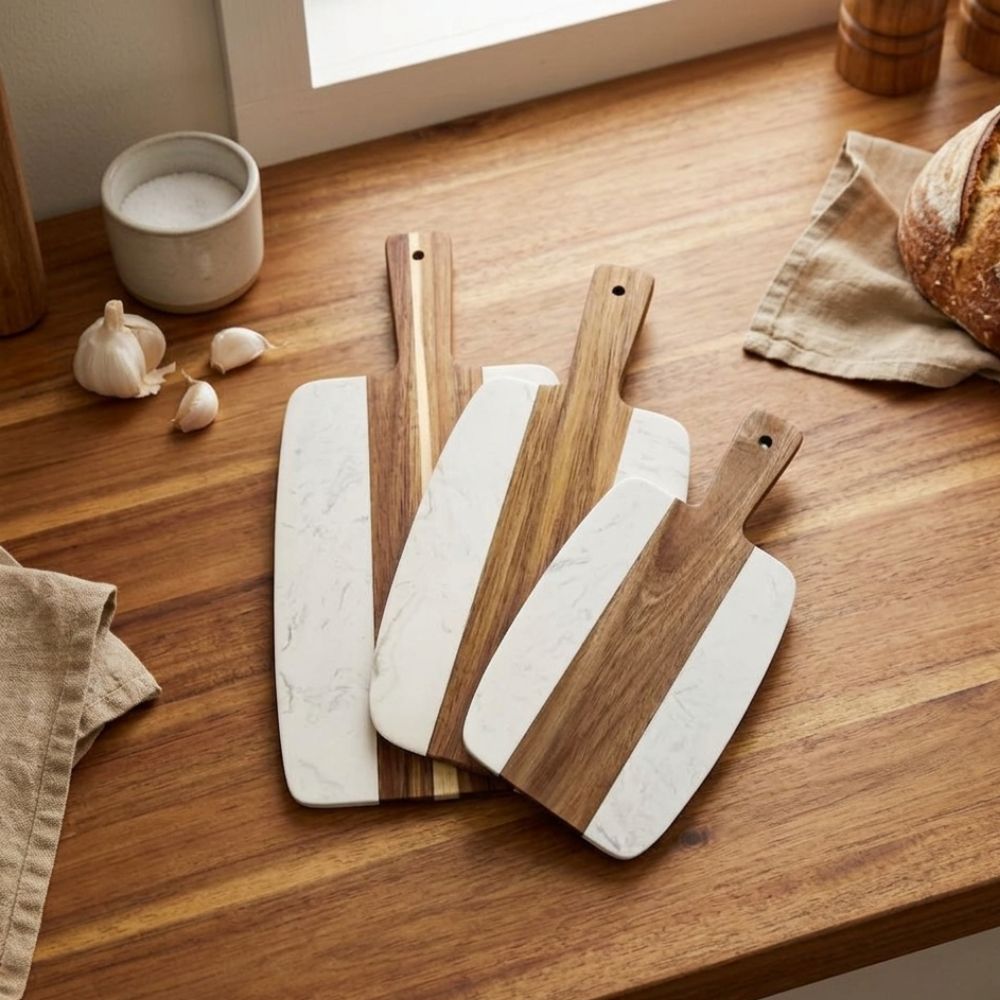 Marble And Wood Serving Tray Large - Delite Promotional Products