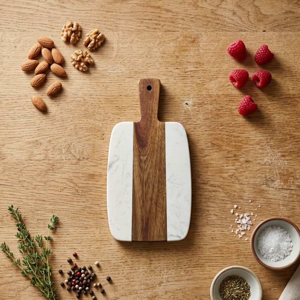 Marble And Wood Serving Tray Small - Delite Promotional Products