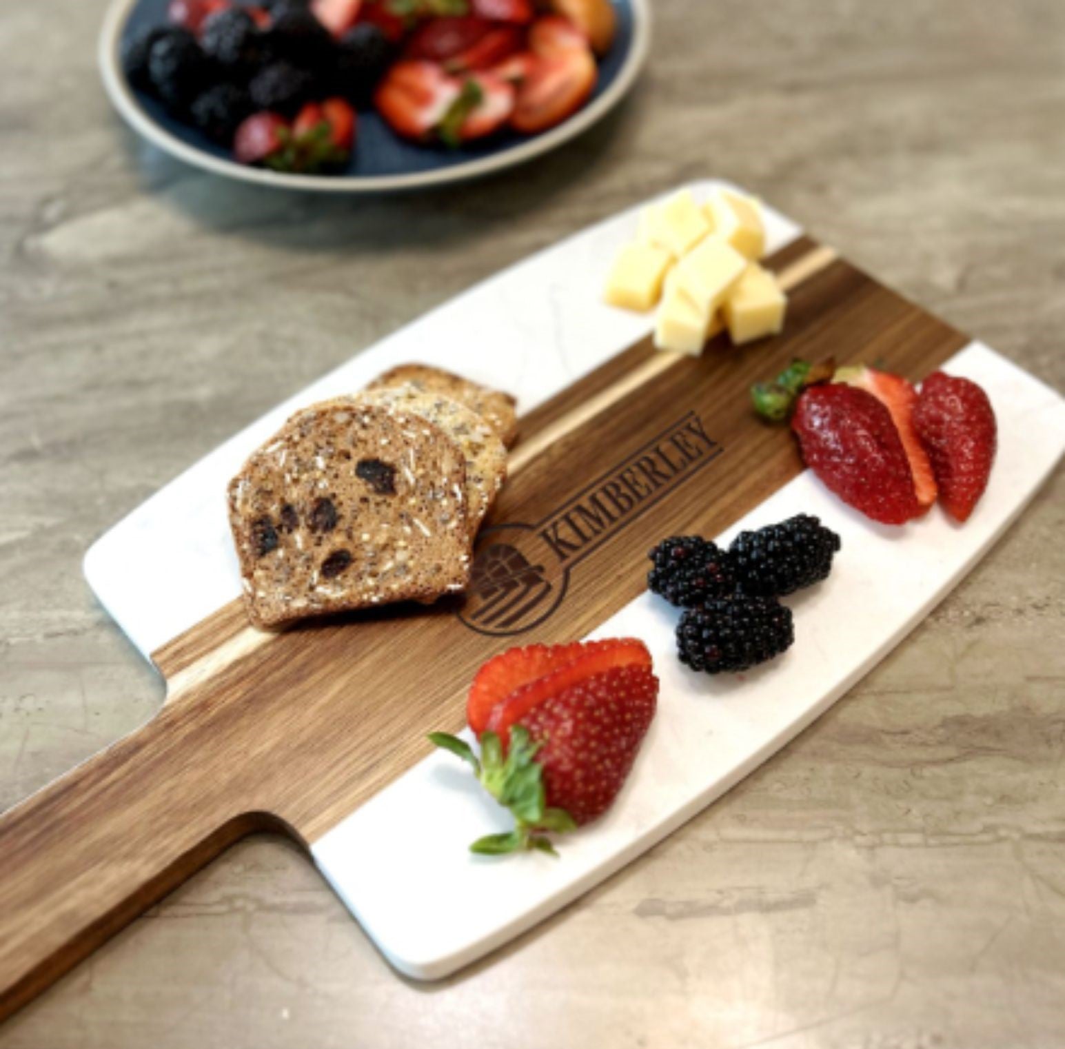 Marble And Wood Serving Tray With Handle - Delite Promotional Products