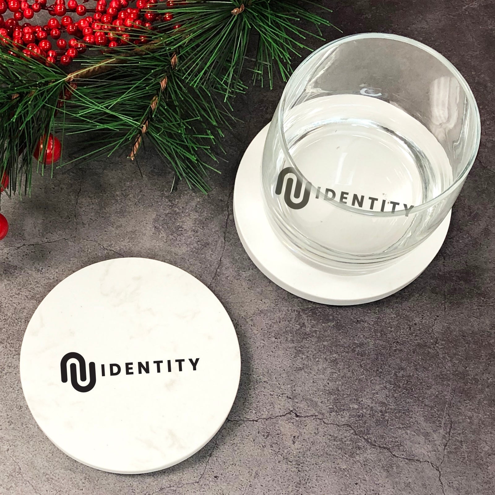 Marble Coaster Set (set Of 2) - Round - Delite Promotional Products