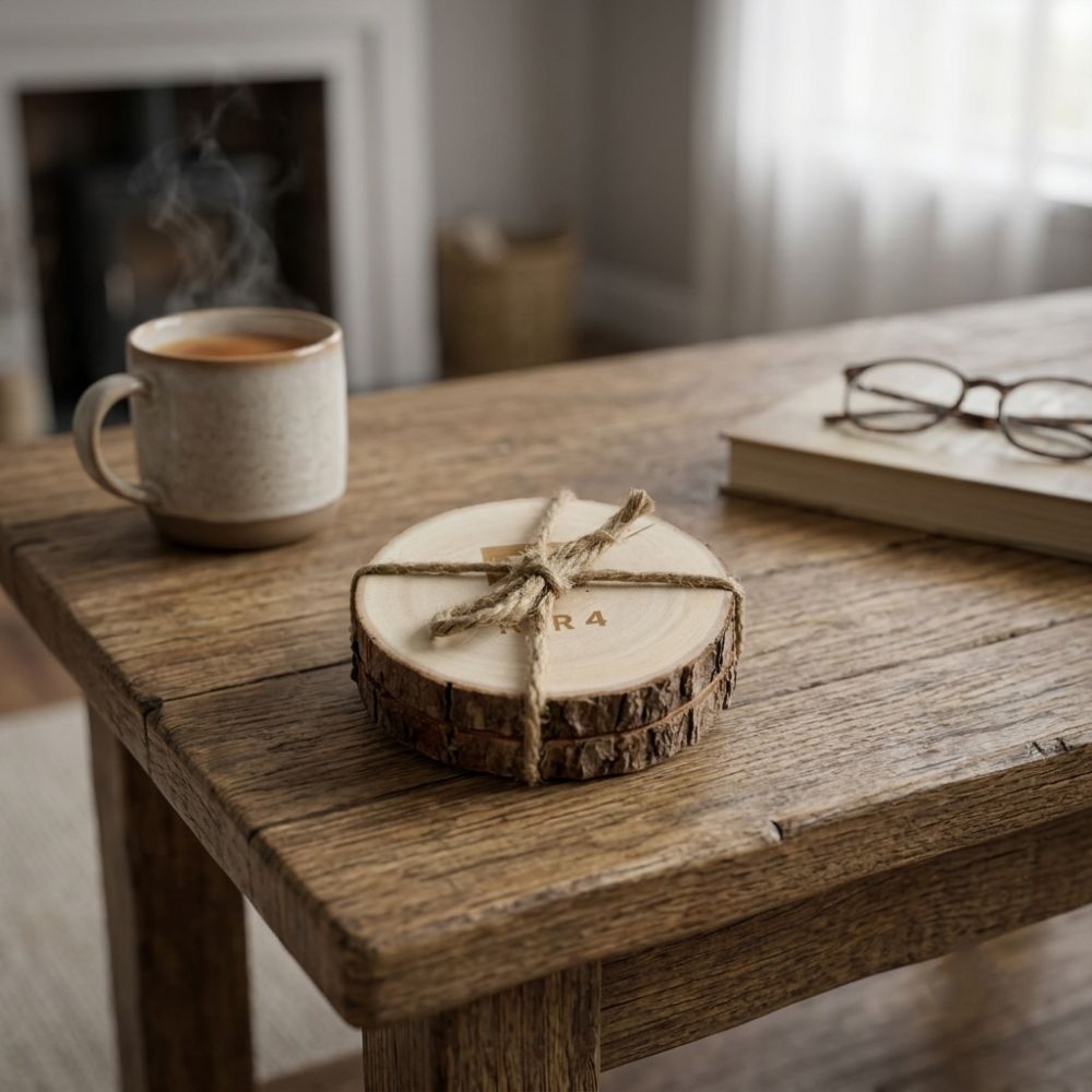 Natural Wooden Coaster Set (set Of 2) - Delite Promotional Products