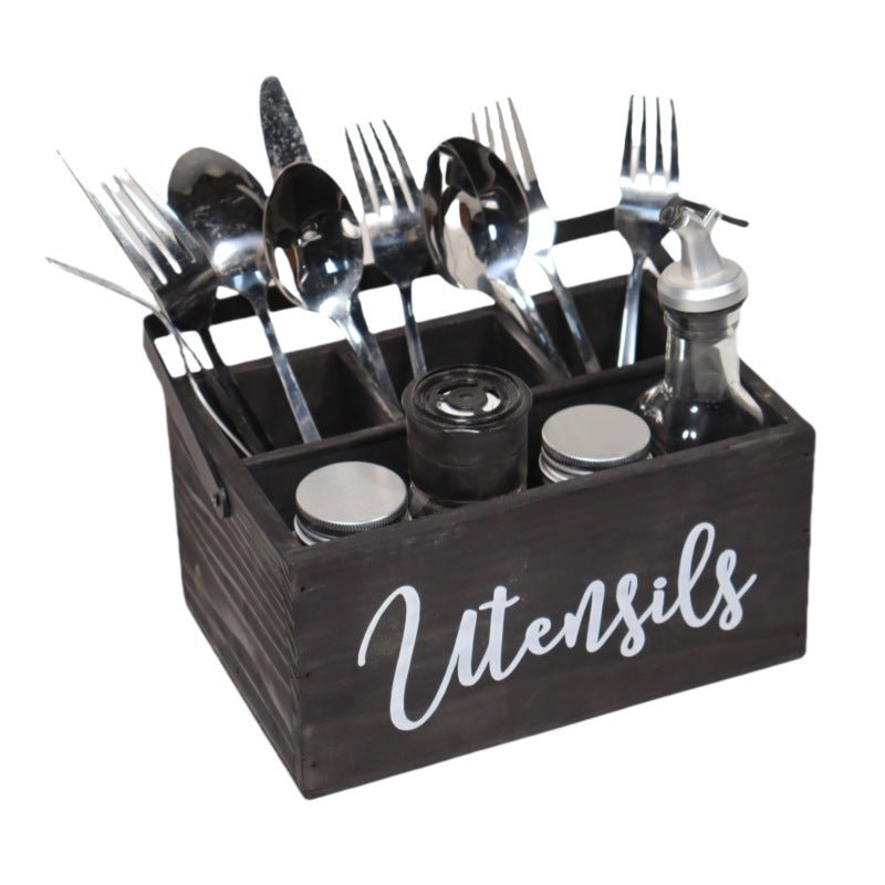 Natural Wooden Utensil Holder With Handle - By Boat - Delite Promotional Products