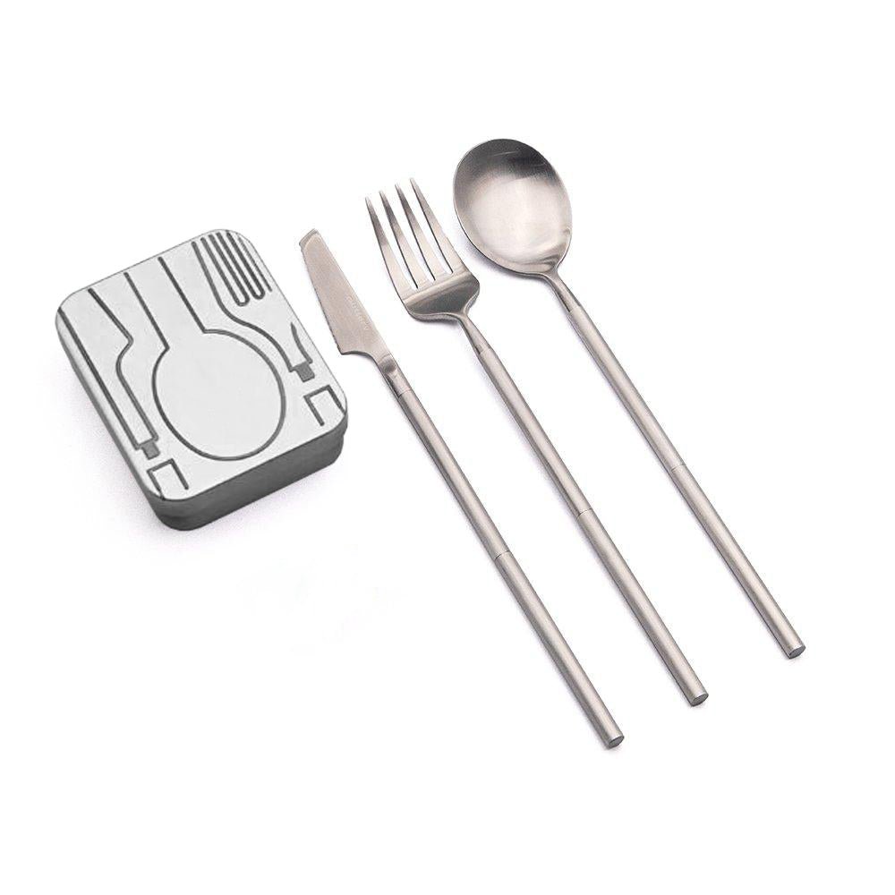 Portable & Reusable Stainless Steel Travel Cutlery Set - Includes Travel Case For Easy Transport - Delite Promotional Products