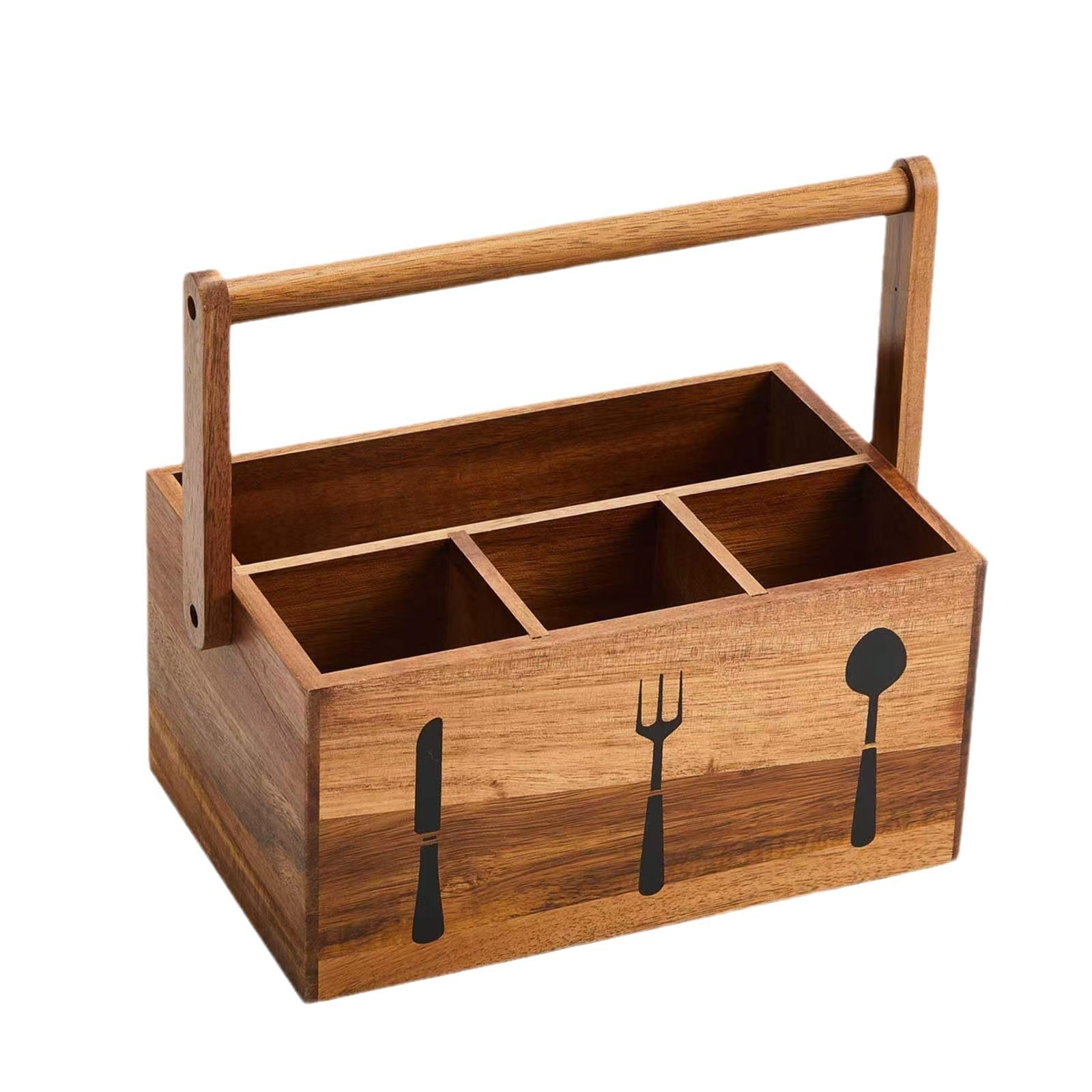 Portable Wooden Condiment Caddy With Handle And Dividers - By Boat - Delite Promotional Products