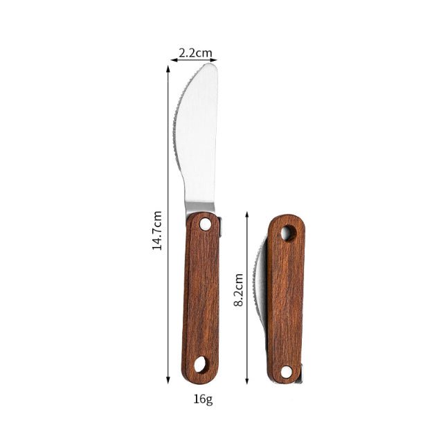 Portable Wooden Handle Stainless Steel Cutlery - Delite Promotional Products