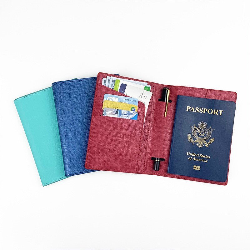 Pu Leather Multi Clip Pen Holder For Passport Case - Delite Promotional Products