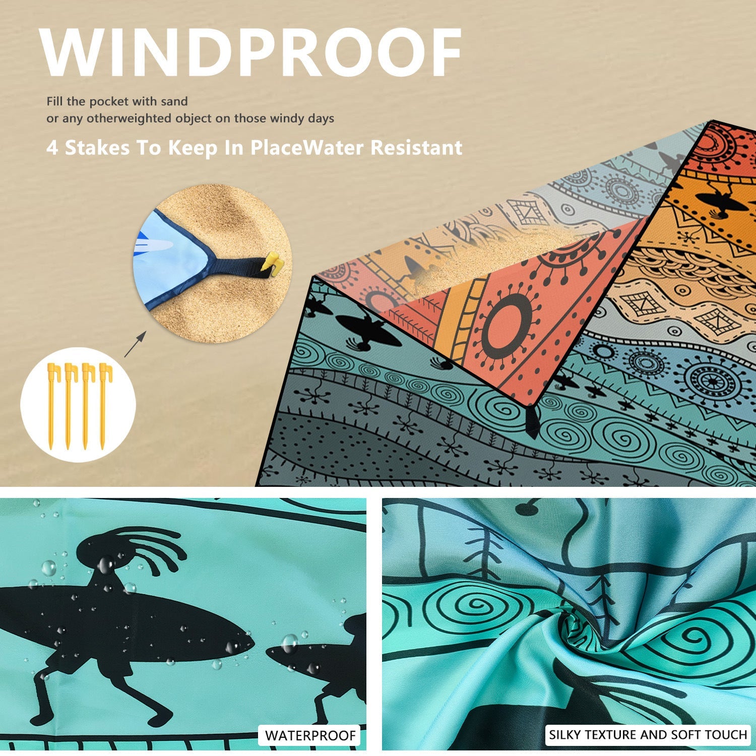 Quick - dry Sandproof Beach Blanket - Delite Promotional Products