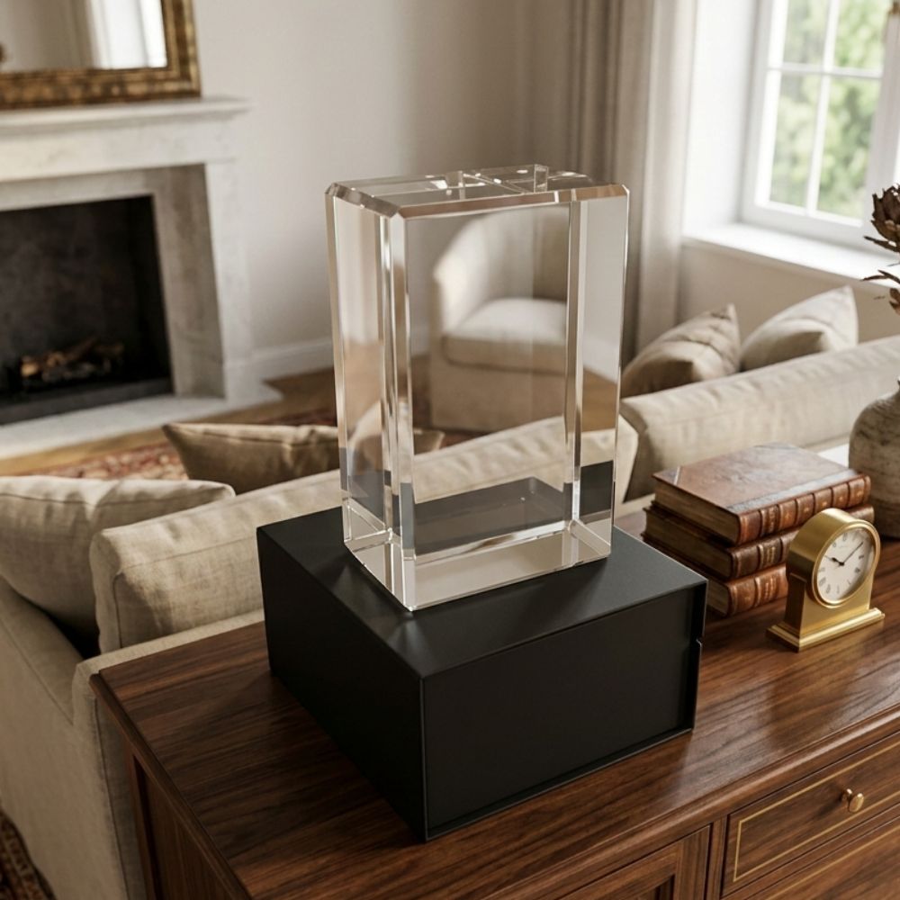 Rectangular Crystal Mini Mantel 150 X 100 X 60mm - Delite Promotional Products