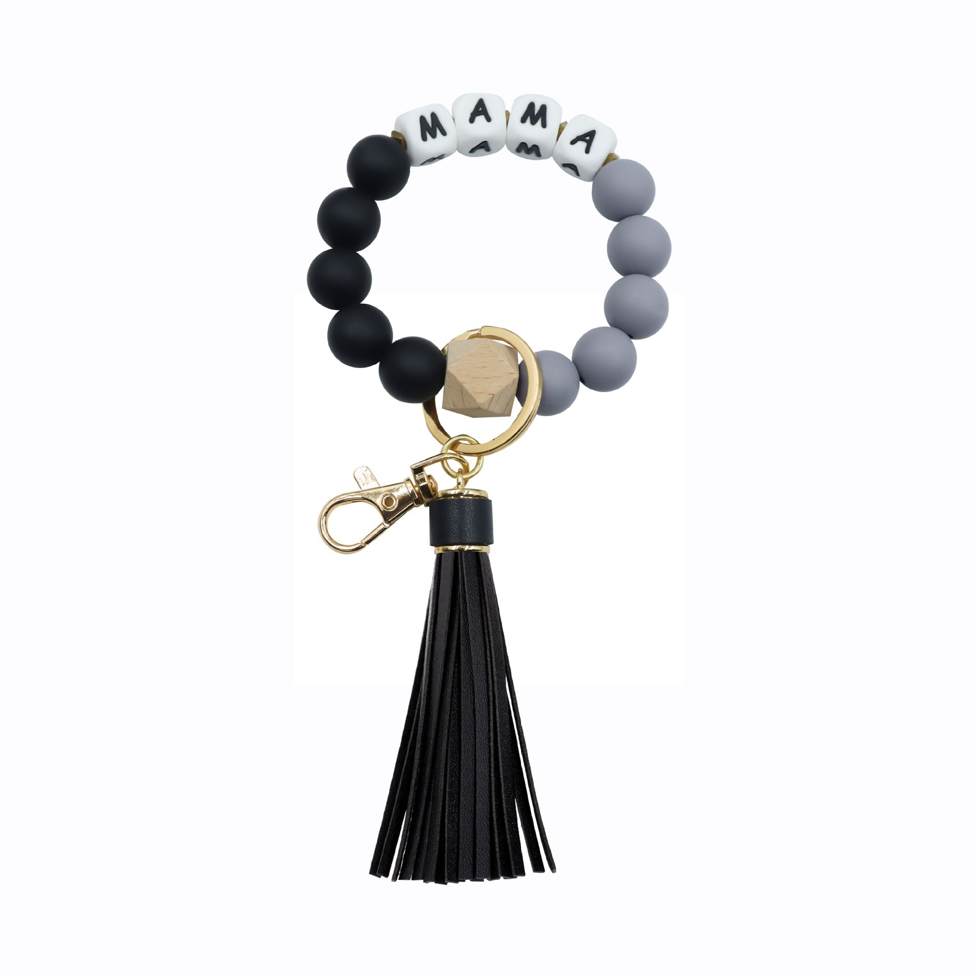 Silicone And Wood Beads Decor Keychain With Tassel - Delite Promotional Products