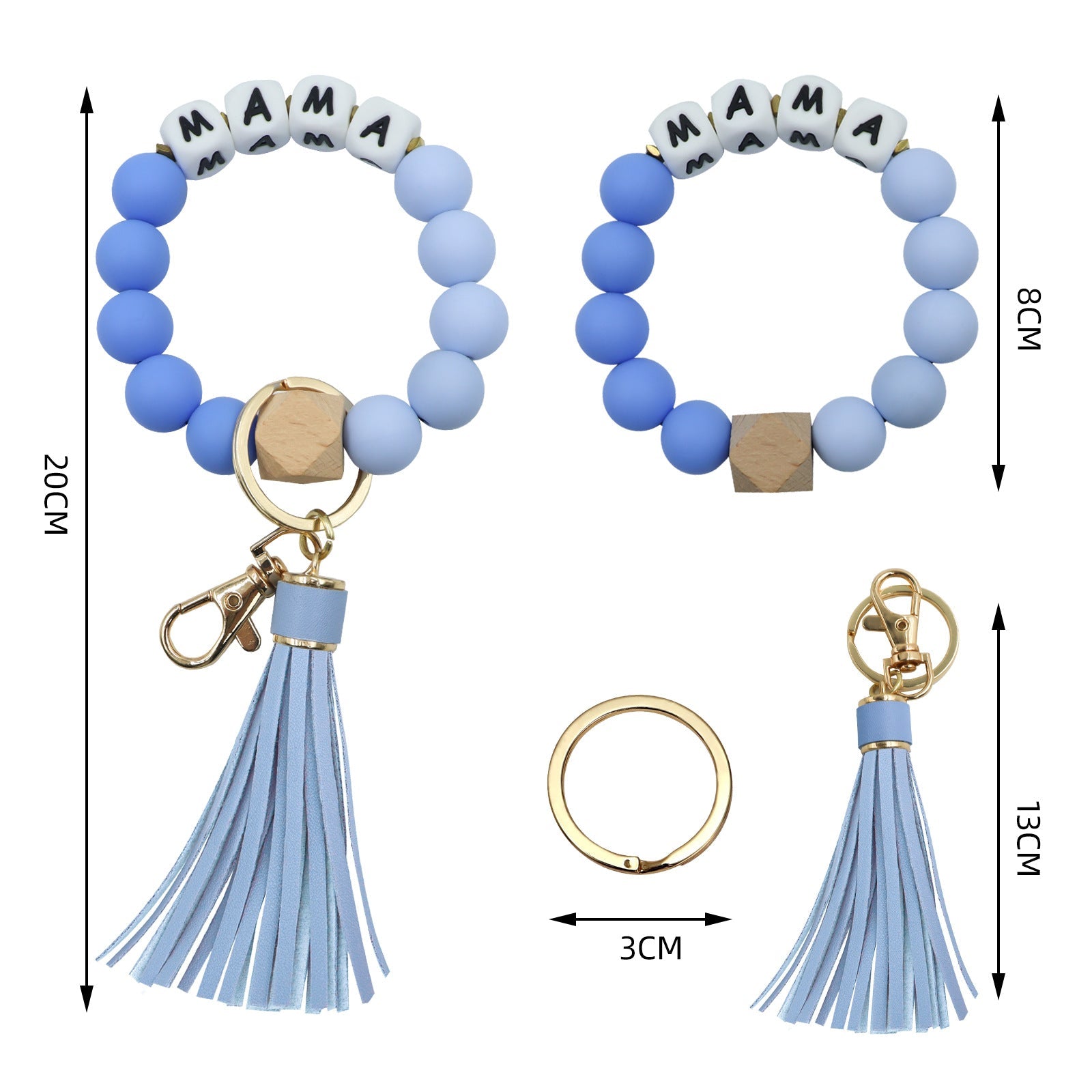 Silicone And Wood Beads Decor Keychain With Tassel - Delite Promotional Products