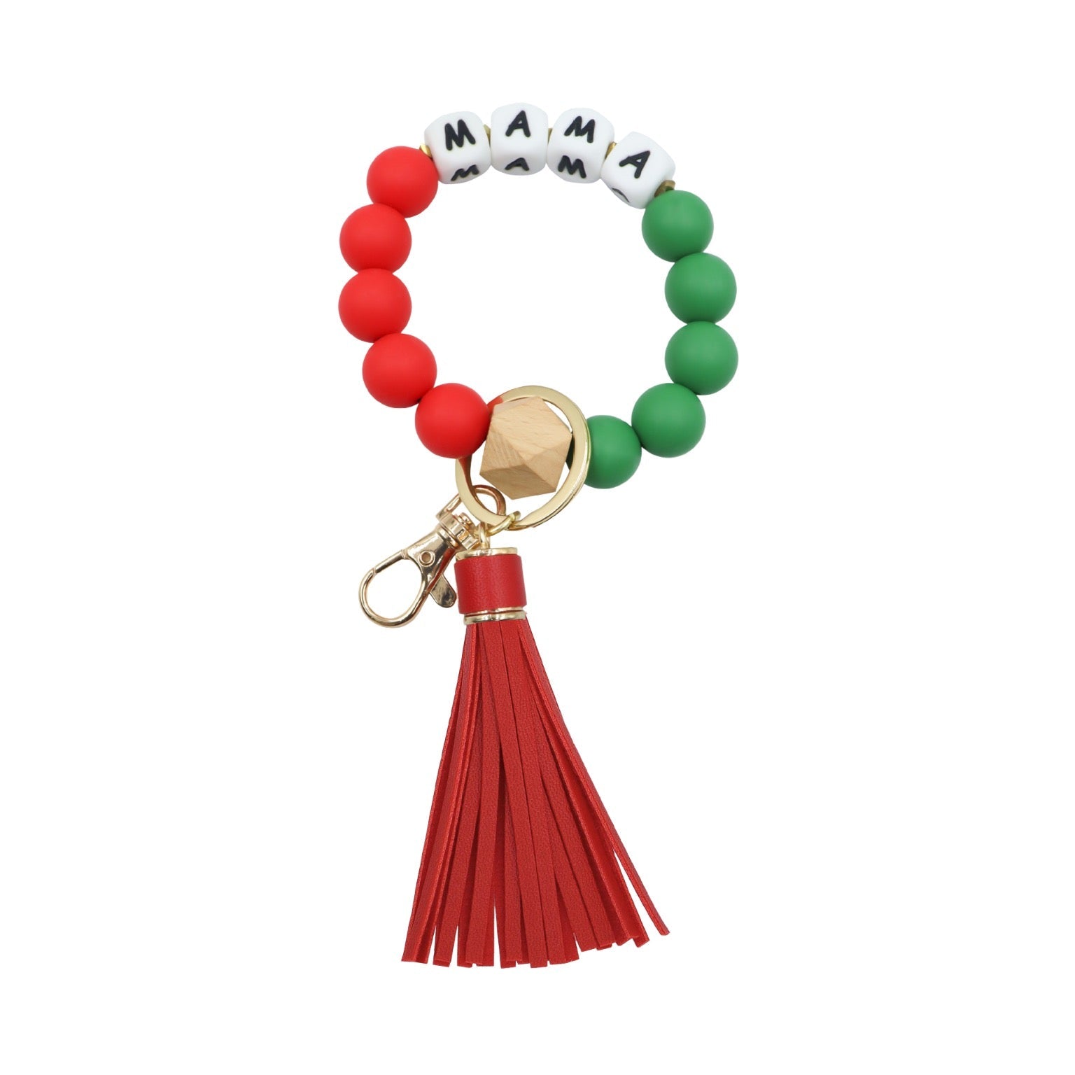 Silicone And Wood Beads Decor Keychain With Tassel - Delite Promotional Products