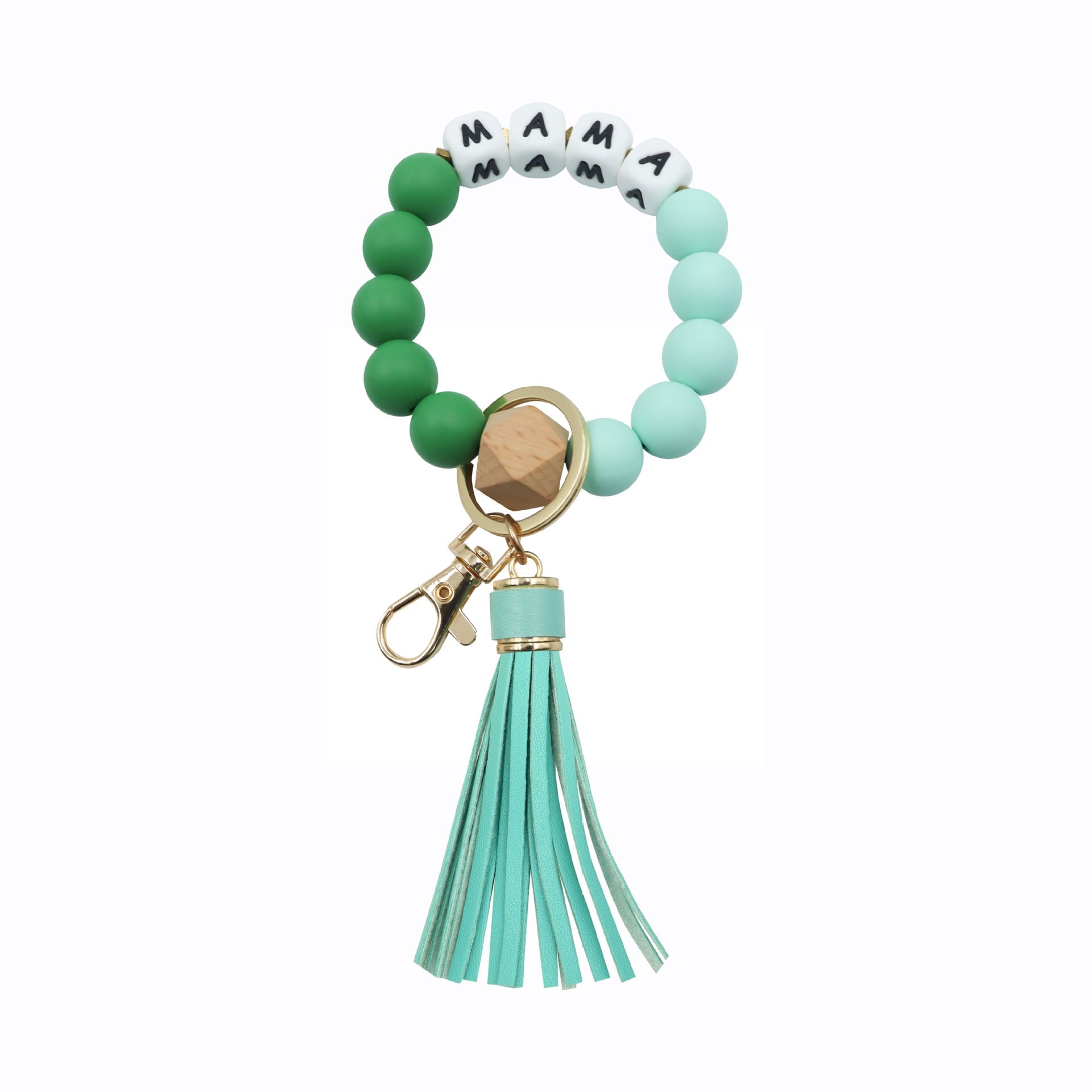 Silicone And Wood Beads Decor Keychain With Tassel - Delite Promotional Products