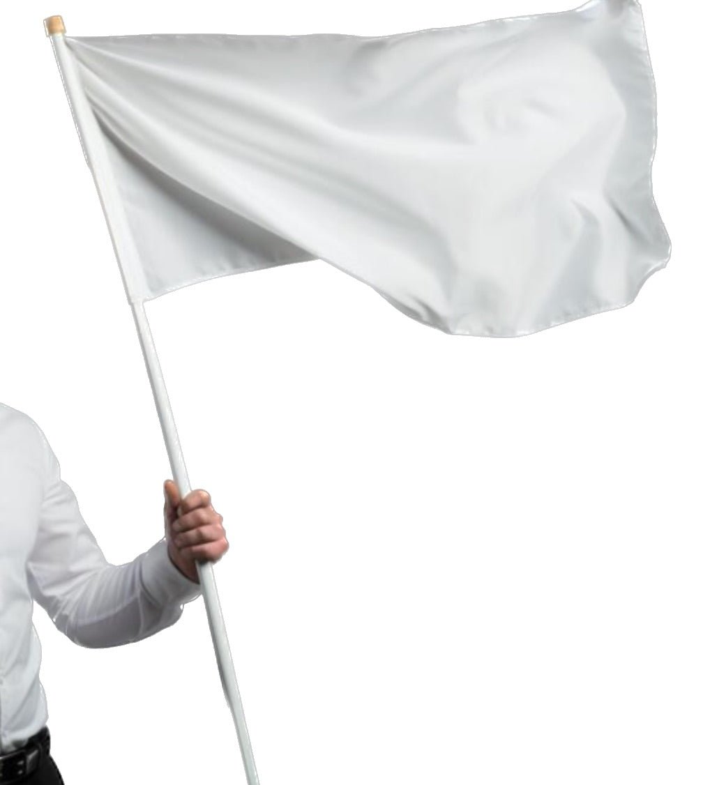 Single-sided Printed White Flag, Hand-woven Style - Delite Promotional Products