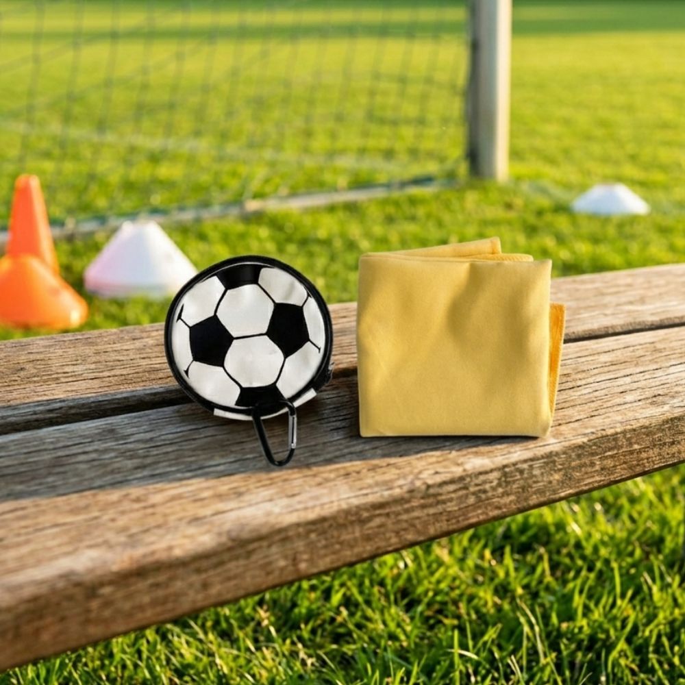 Sports Towel In Soccer Ball Pouch - Delite Promotional Products
