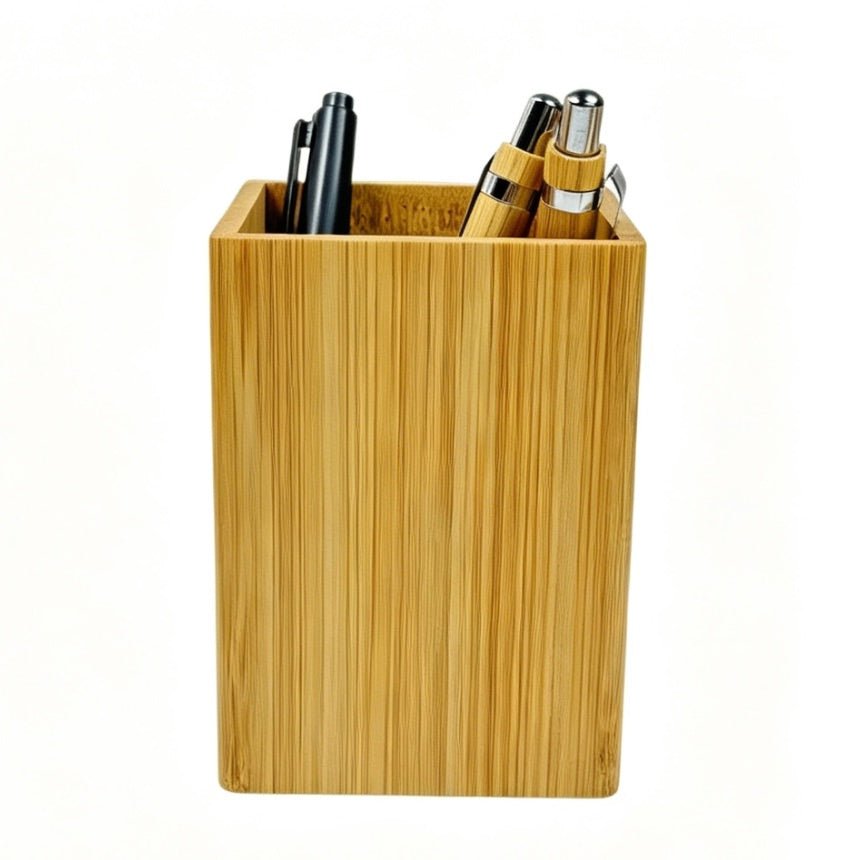 Square Bamboo Pen Holder - Delite Promotional Products