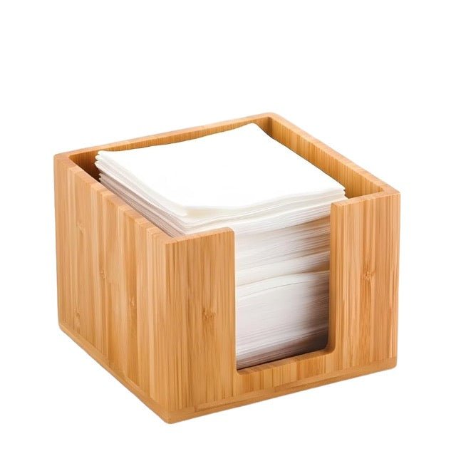 Square Shape Bamboo Napkin Holder Restaurant Kit - Delite Promotional Products