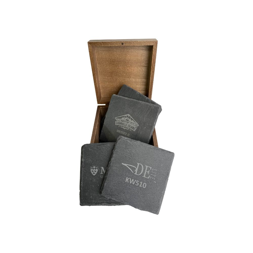Square Slate Coaster Gift Box - Delite Promotional Products