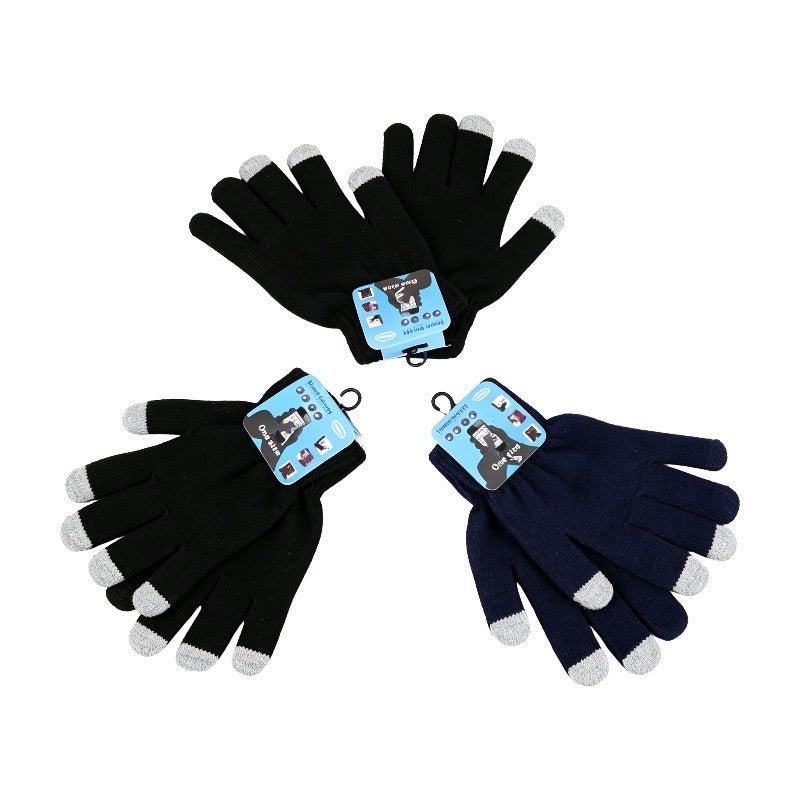 Three Finger Touch Screen Knit Gloves With Card & Hook - Delite Promotional Products