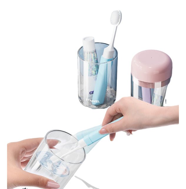 Travel Wash Cup With Foldable Toothbrush - Delite Promotional Products
