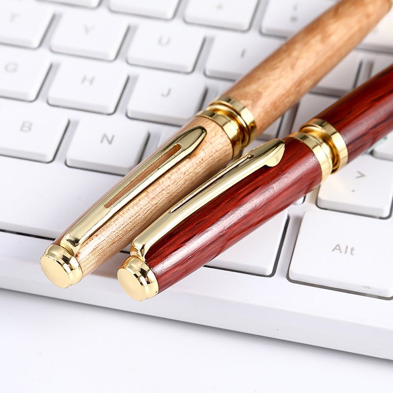 Vintage Wood Ballpoint Pen Gold Clip Blue Black Ink - Delite Promotional Products