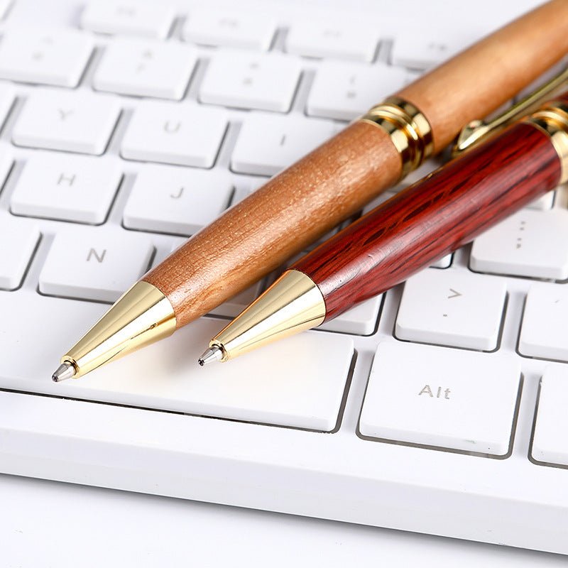 Vintage Wood Ballpoint Pen Gold Clip Blue Black Ink - Delite Promotional Products