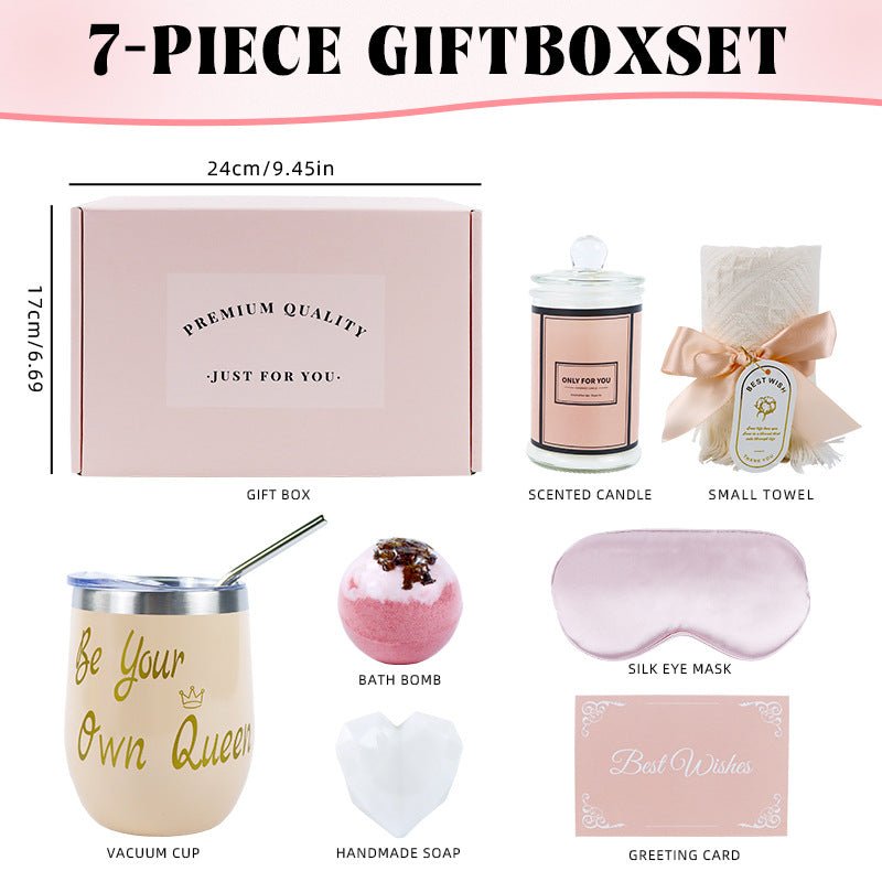 Women 7pcs Mug Sleeping Mask Bath Soap Towel Gift Box Set - Delite Promotional Products