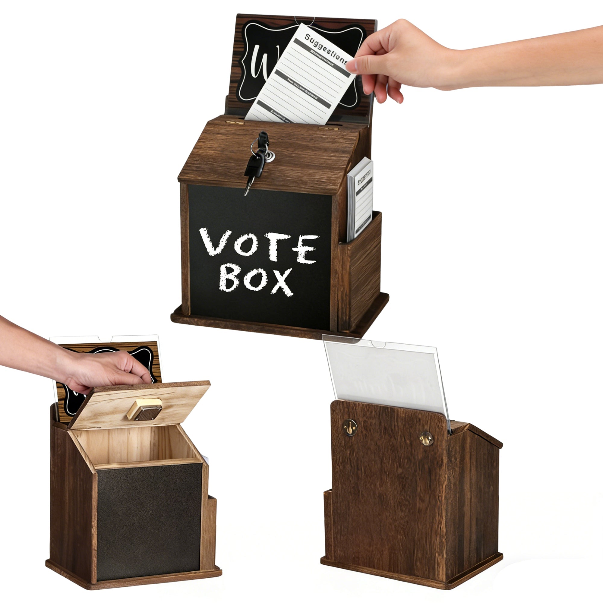 Wood Ballot Box With Slot And Lock - By Boat - Delite Promotional Products