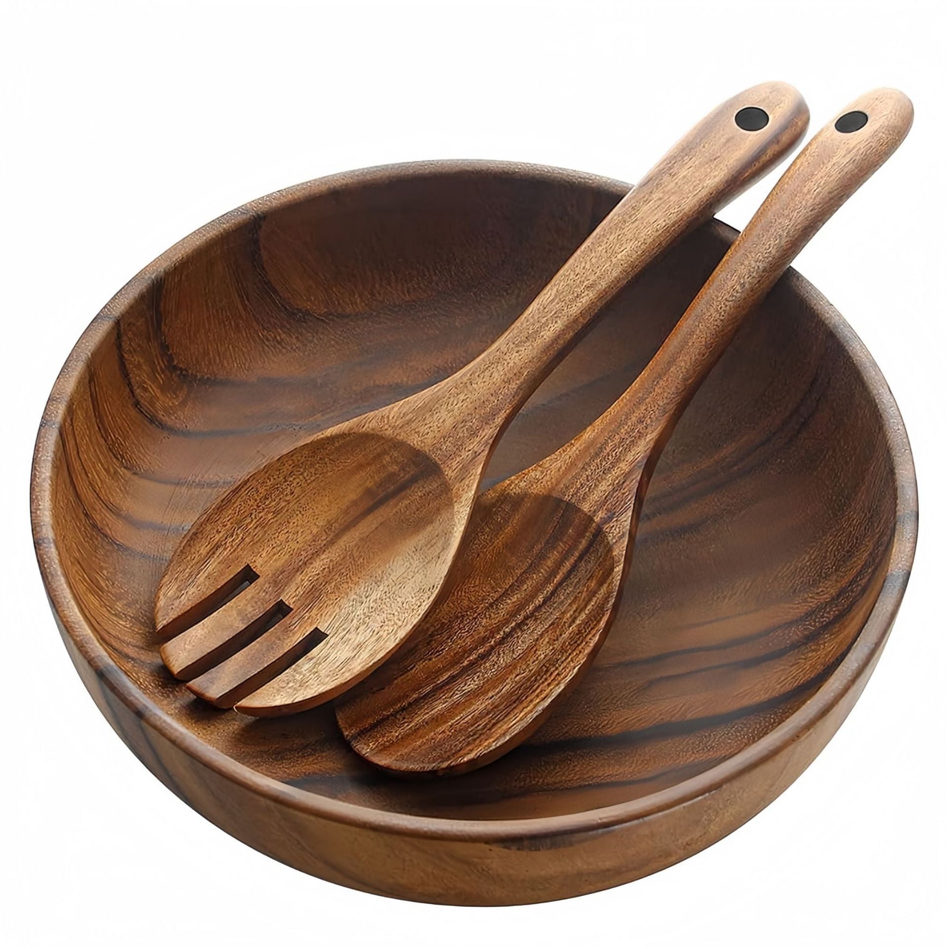 Wood Big Salad Bowel With 4pcs Small Bowels Fork Spoon Set - Delite Promotional Products