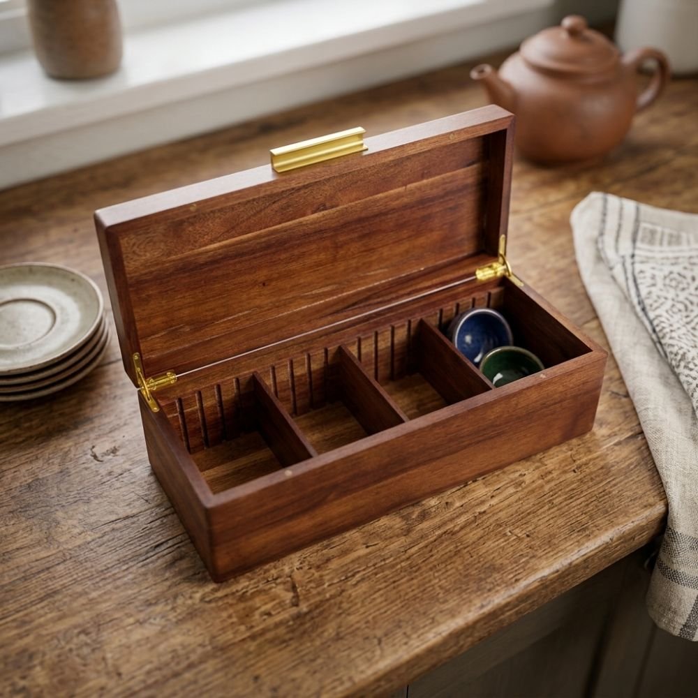 Wooden Tea Box Organizer With Divider - Delite Promotional Products