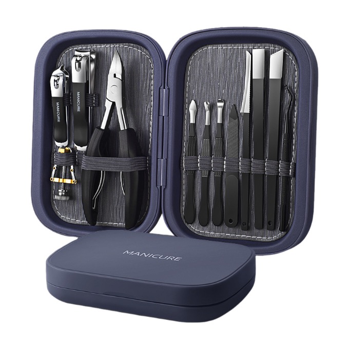 Kit de cuidado de uñas de acero inoxidable con caja fácil de viajar