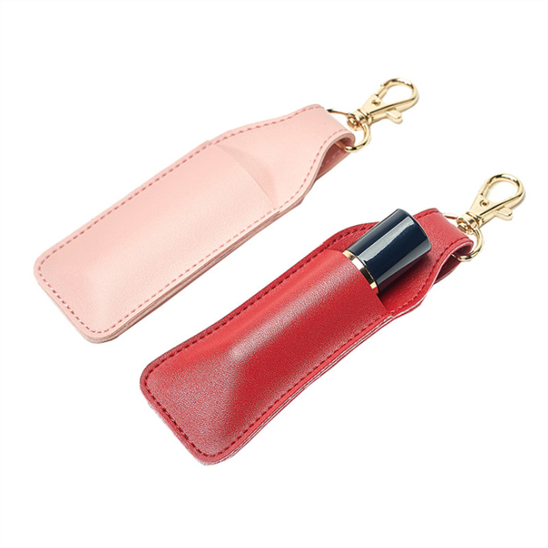 Funda de labio de cuero con llavero