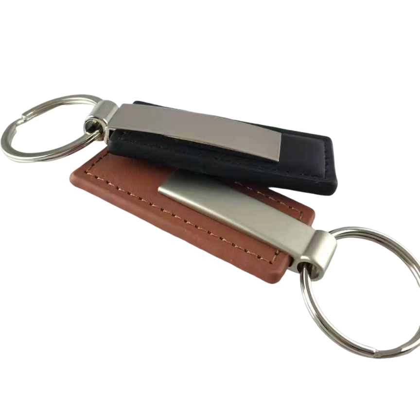 Porte-clés en cuir pu avec bague