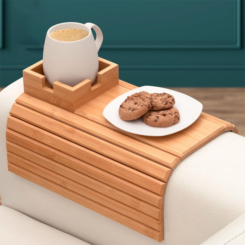 Multifunción natural de decoración de bambú sofá bandeja