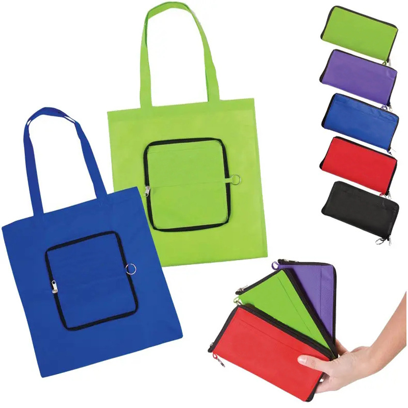 No tejido bolsa de tote de compras plegable