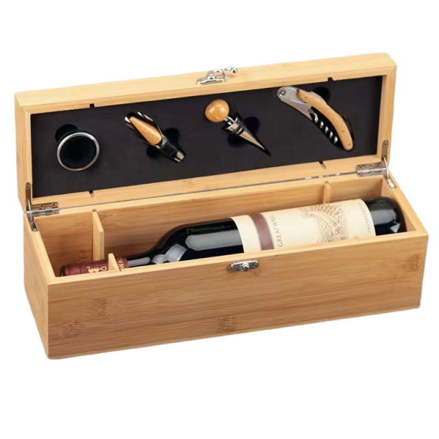 Herramienta de vino con caja de bambú 5pcs conjunto