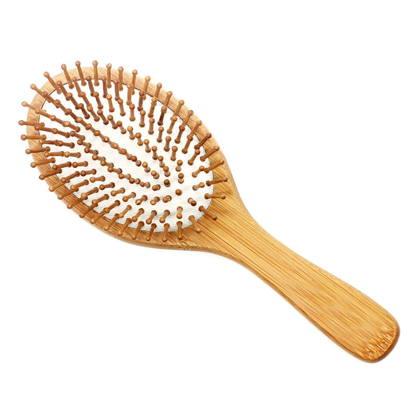 Peigne en bambou coussin air pour cheveux longs emballés par boîte