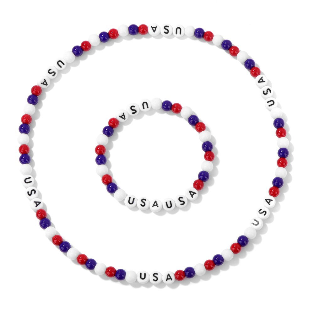 Classique perle collier bracelet ensemble avec la lettre majuscule requise