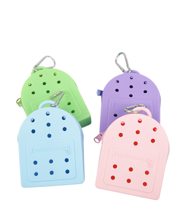 Silicona porta monedas llavero mini bolsa con agujeros