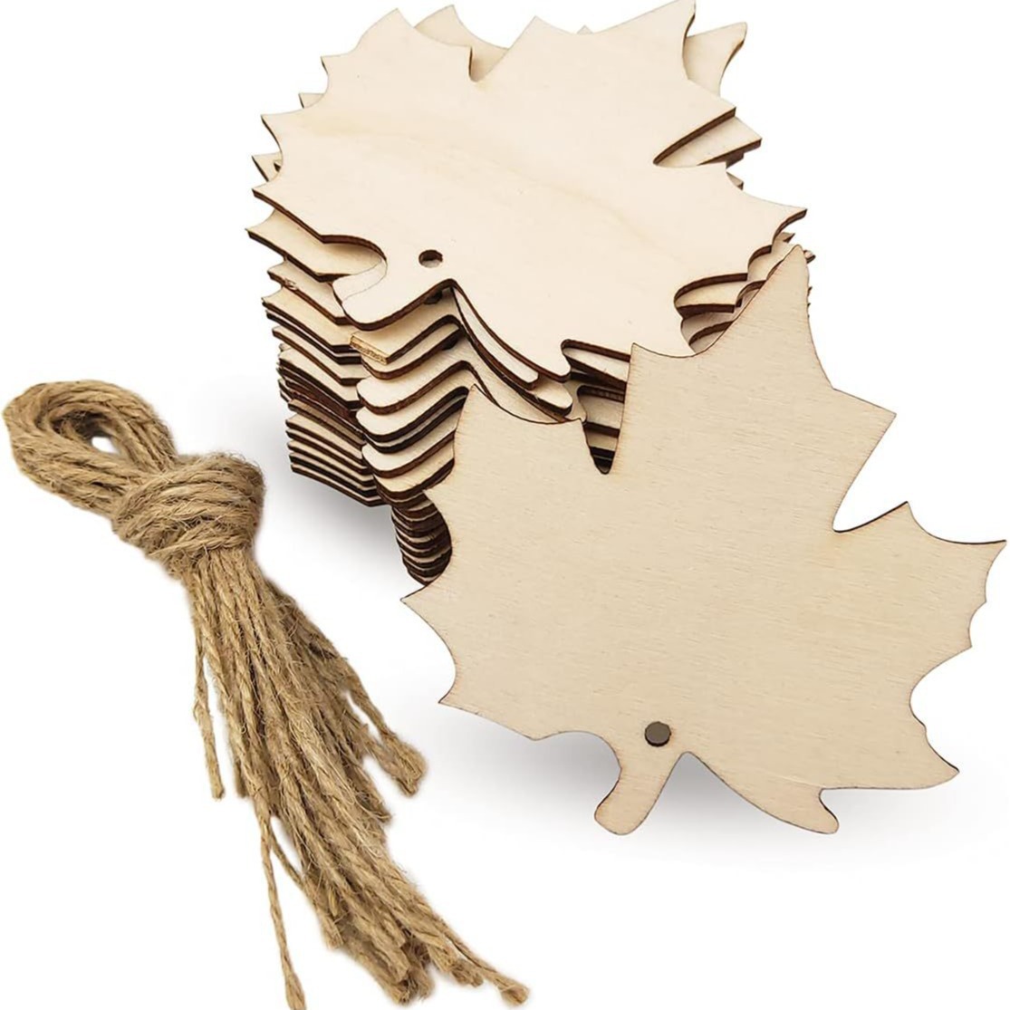 Wood Leaf Hanging Ornament One Side Laser Printed