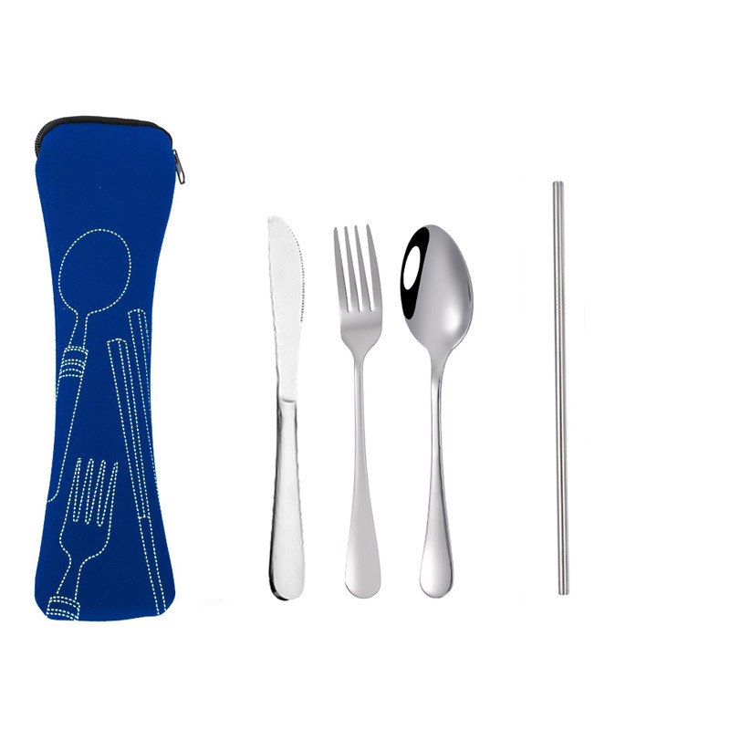 4 piezas de utensilios cubiertos con bolsa de cremallera