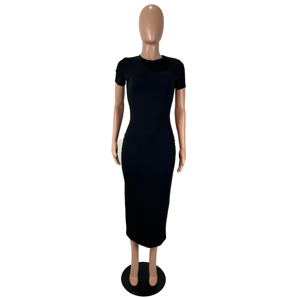 Longue t chemise robe o cou manches courtes été slim coupe femme robe